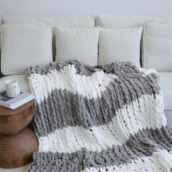 Chenille Chunky Knit Blanket Throw （40×50 Inch）, Handmade Warm & Cozy Blanket - Picture 7 of 7